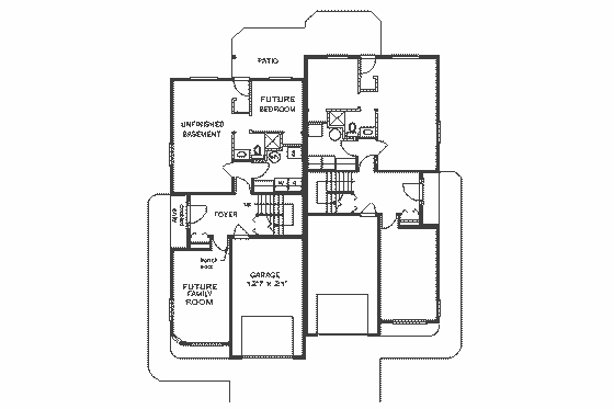 Floor Plan - Lower Floor for European House Plan #18-246 - 3 bed, 2 bath