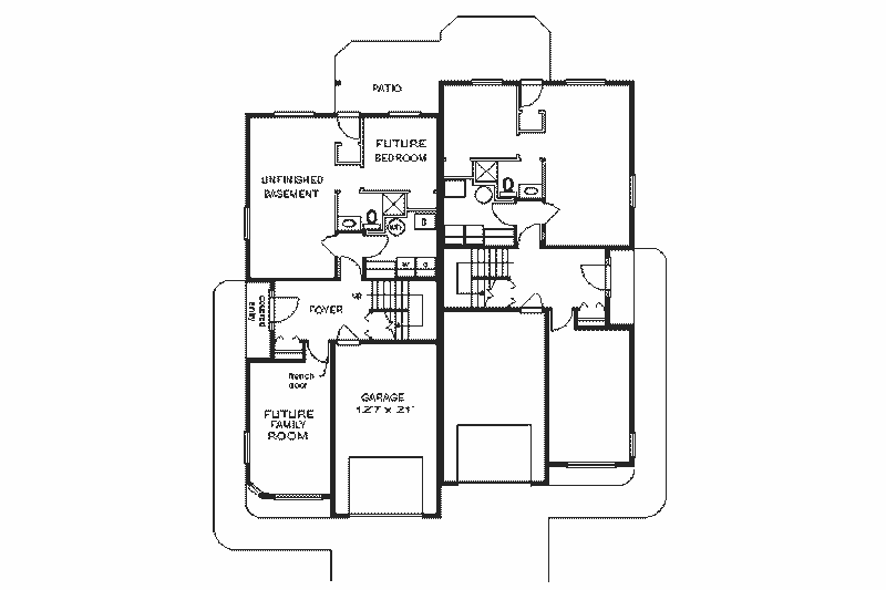 House Design - Floor Plan - Lower Floor for European House Plan #18-246 - 3 bed, 2 bath