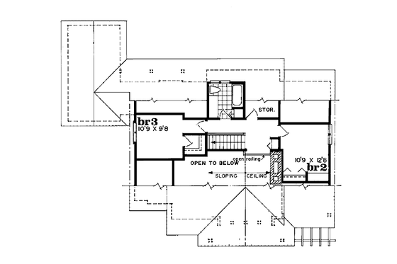 Floor Plan - Upper Floor for Cottage House Plan #47-104 - 3 bed, 2 bath