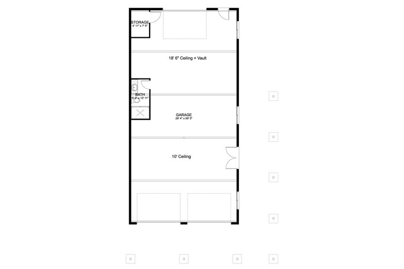 House Design - Floor Plan - Main Floor for Barndominium House Plan #1060-95 - 2 bed, 2 bath