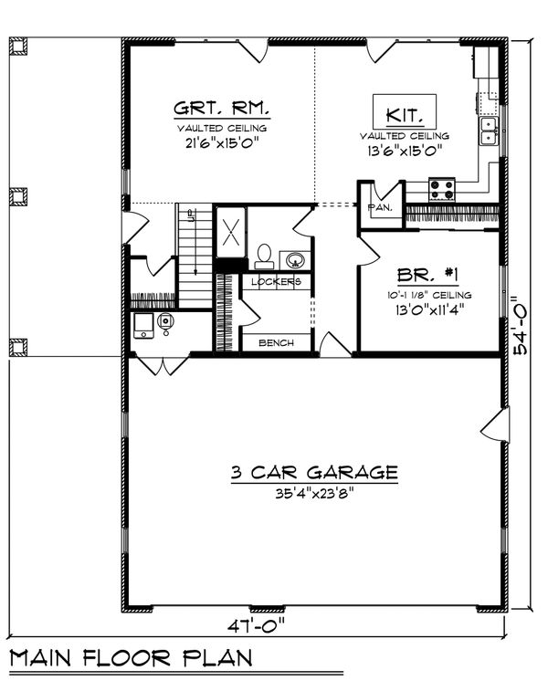 Architectural House Design - Barndominium Floor Plan - Main Floor Plan #70-1478