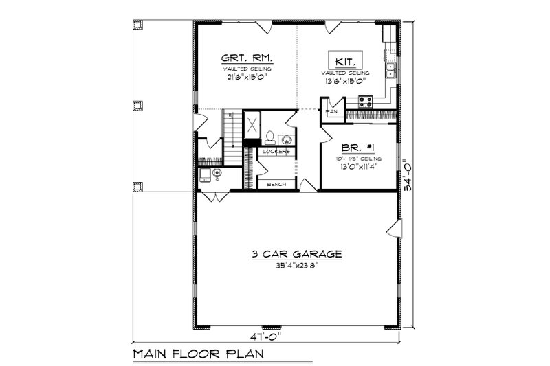 Architectural House Design - Floor Plan - Main Floor for Barndominium House Plan #70-1478 - 2 bed, 2 bath