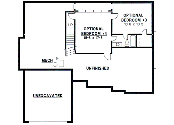 Traditional Floor Plan - Lower Floor Plan #67-251