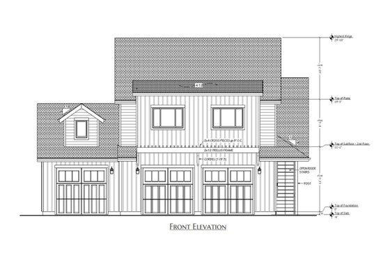 Exterior - Front Elevation 5 for Farmhouse House Plan #1099-10 - 1 bed, 1 bath