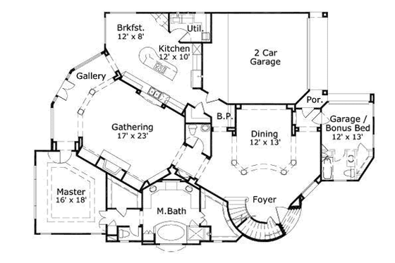 Floor Plan - Main Floor for European House Plan #411-173 - 4 bed, 3 bath