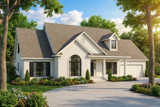 Exterior - Front Elevation 4 for Traditional House Plan #17-283 - 3 bed, 2 bath