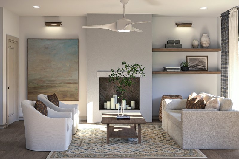 Dream House Plan - Interior - Family Room for Farmhouse House Plan #455-377 - 3 bed, 2.5 bath