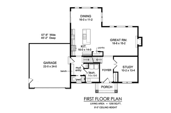 Floor Plan - Main Floor for Traditional House Plan #1010-245 - 4 bed, 2.5 bath