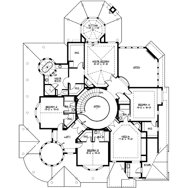 Victorian Floor Plan - Upper Floor Plan #132-175