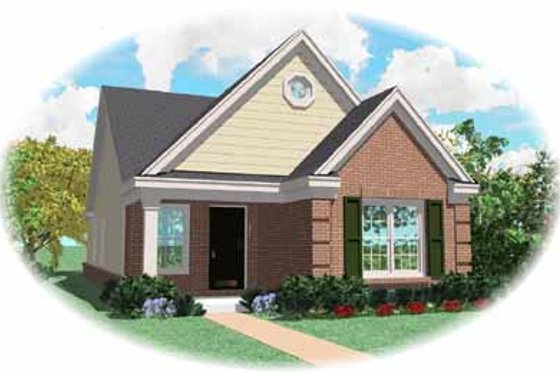 Exterior - Front Elevation for Southern House Plan #81-130 - 2 bed, 2 bath