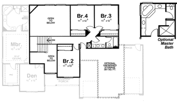 House Blueprint - Traditional Floor Plan - Upper Floor Plan #20-1773
