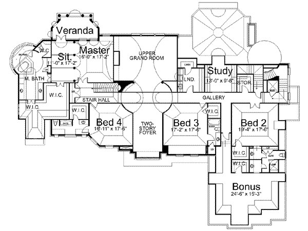 European Floor Plan - Upper Floor Plan #119-211
