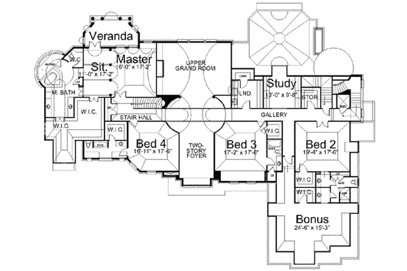 Dream House Plan - Floor Plan - Upper Floor for European House Plan #119-211 - 5 bed, 5 bath