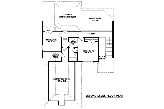 Floor Plan - Upper Floor for European House Plan #81-789 - 3 bed, 2.5 bath
