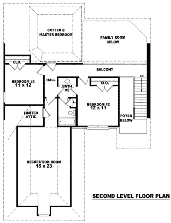 Floor Plan - Upper Floor for European House Plan #81-789 - 3 bed, 2.5 bath