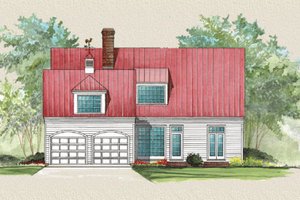 Exterior - Rear Elevation for Country House Plan #137-191 - 3 bed, 3 bath