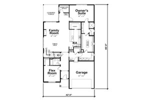 Floor Plan - Main Floor for Craftsman House Plan #20-2280 - 2 bed, 3 bath