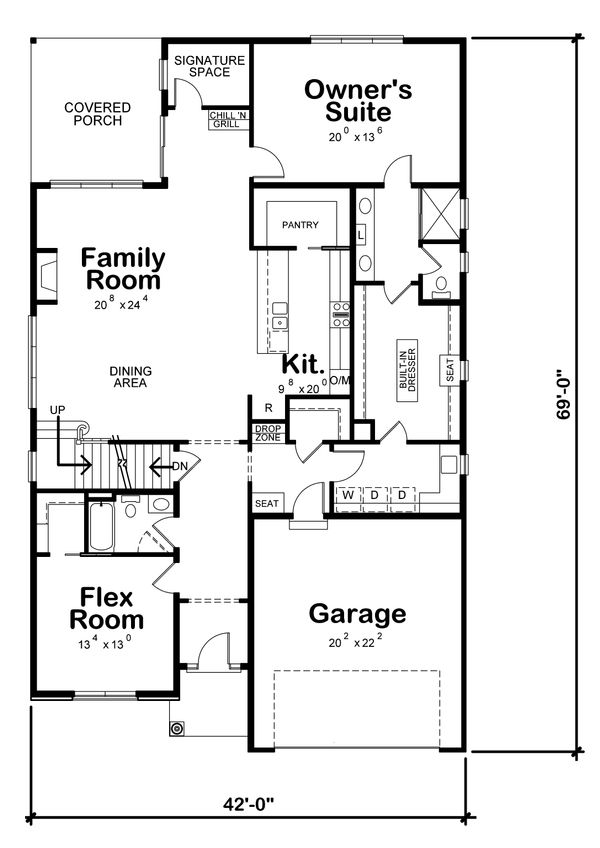 Architectural House Design - Craftsman Floor Plan - Main Floor Plan #20-2280