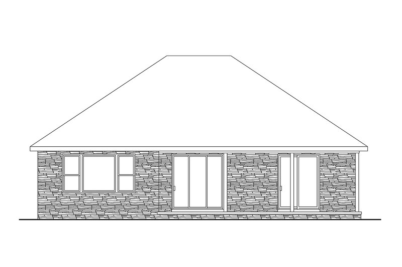 House Blueprint - Exterior - Rear Elevation 1 for Traditional House Plan #124-1375 - 3 bed, 2 bath