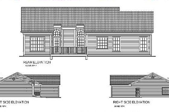 Exterior - Rear Elevation for Traditional House Plan #56-115 - 3 bed, 2 bath