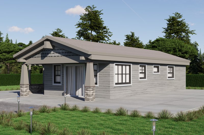 House Blueprint - Exterior - Front Elevation 3 for Craftsman House Plan #1106-87 - 1 bed, 1 bath