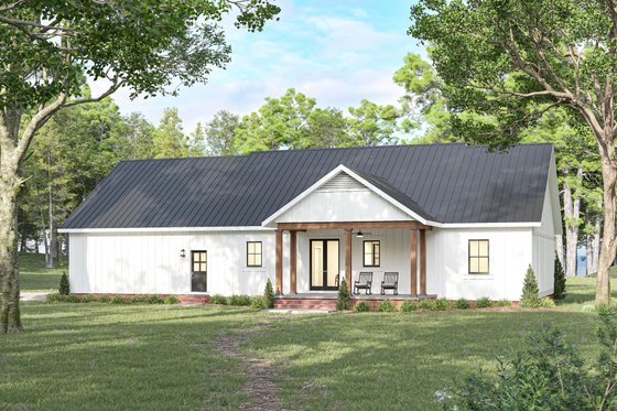 Exterior - Rear Elevation for Country House Plan #44-305 - 3 bed, 2 bath