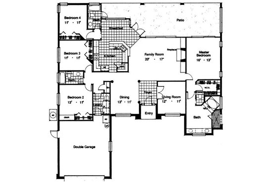 Floor Plan - Main Floor for Mediterranean House Plan #417-285 - 4 bed, 3 bath