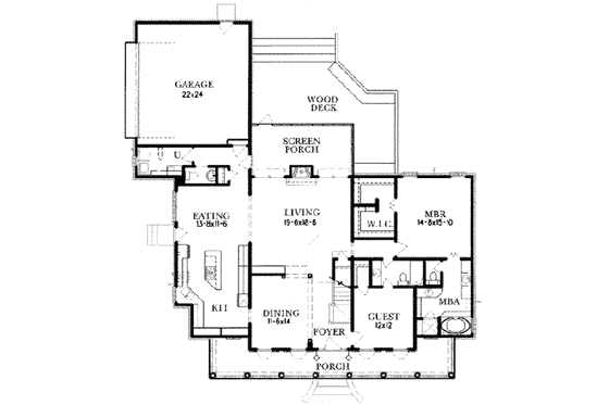 Floor Plan - Main Floor for Colonial House Plan #15-205 - 4 bed, 3.5 bath
