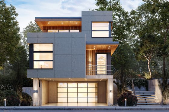 Exterior - Front Elevation 3 for Contemporary House Plan #1066-298 - 2 bed, 2 bath