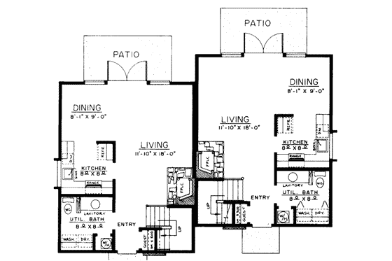 Floor Plan - Main Floor House Plan #303-421 - 2 bed, 1.5 bath
