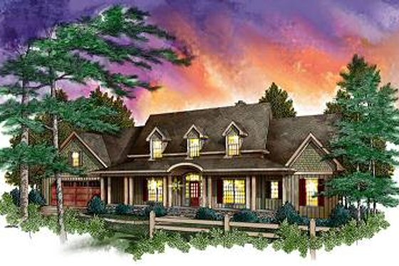 Exterior - Front Elevation for Country House Plan #71-119 - 3 bed, 2.5 bath