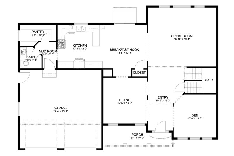 Architectural House Design - Floor Plan - Main Floor for Farmhouse House Plan #1060-178 - 4 bed, 2.5 bath