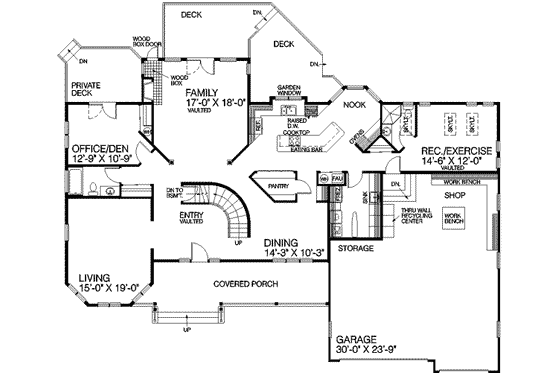 Floor Plan - Main Floor for Traditional House Plan #60-203 - 5 bed, 4 bath