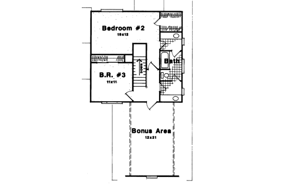 Floor Plan - Upper Floor for European House Plan #41-140 - 3 bed, 2.5 bath