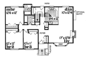 Ranch Style House Plan - 3 Beds 2 Baths 1352 Sq/Ft Plan #47-242 