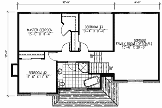 Floor Plan - Upper Floor for European House Plan #138-300 - 3 bed, 1.5 bath