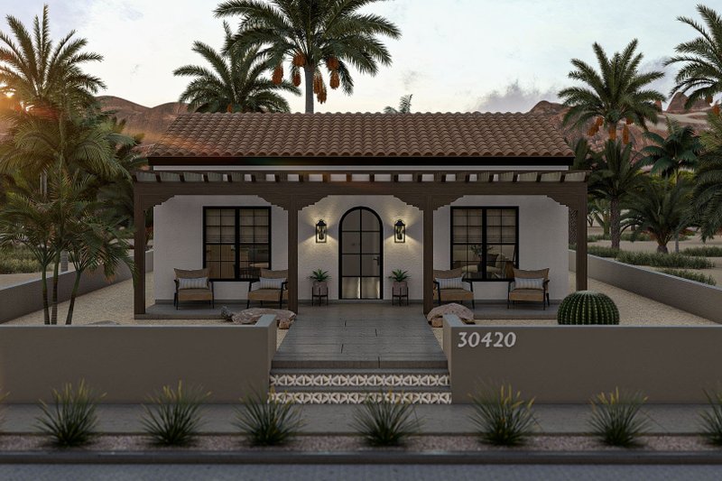 Dream House Plan - Adobe / Southwestern Exterior - Front Elevation Plan #455-438