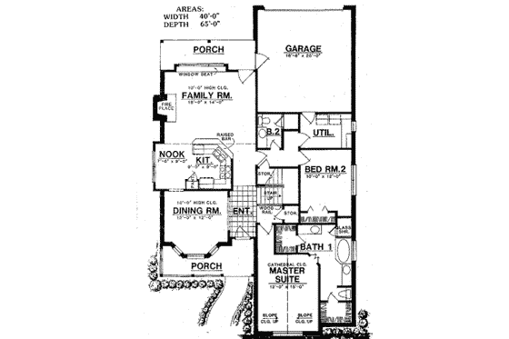 Floor Plan - Main Floor for Traditional House Plan #40-267 - 4 bed, 3 bath