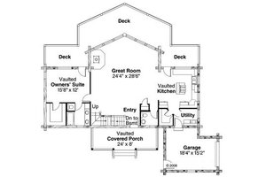 Floor Plan - Main Floor for Log House Plan #124-766 - 2 bed, 2.5 bath