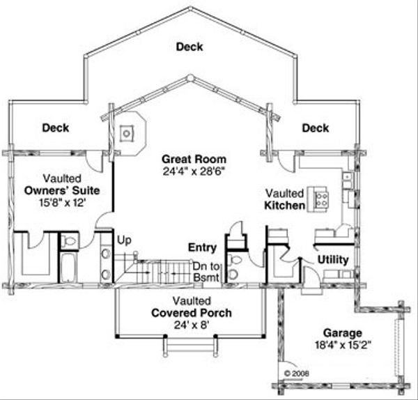 Home Plan - Log Floor Plan - Main Floor Plan #124-766
