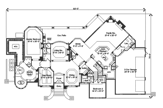 Floor Plan - Main Floor for European House Plan #135-206 - 6 bed, 5.5 bath