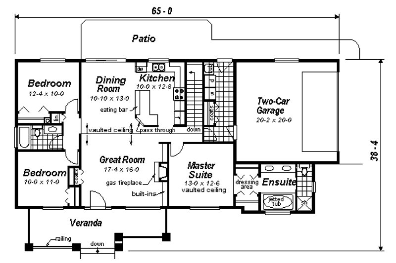 Home Plan - Floor Plan - Main Floor for Ranch House Plan #18-1035 - 3 bed, 2 bath