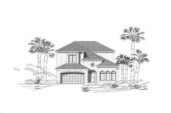 Exterior - Front Elevation for European House Plan #411-338 - 3 bed, 4.5 bath