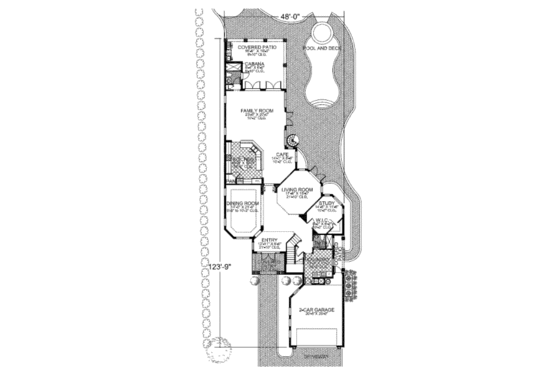 Floor Plan - Main Floor for Mediterranean House Plan #420-238 - 5 bed, 5 bath