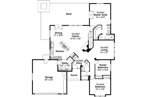 Floor Plan - Main Floor for Ranch House Plan #124-130 - 3 bed, 2 bath