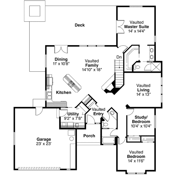 House Design - Ranch Floor Plan - Main Floor Plan #124-130