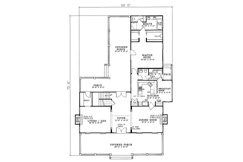 Traditional Style House Plan - 1 Beds 3 Baths 2501 Sq Ft Plan #17-223 