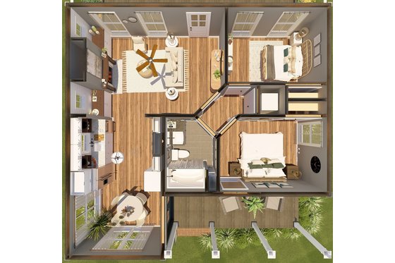 Floor Plan - Other Floor for Traditional House Plan #44-223 - 2 bed, 1 bath
