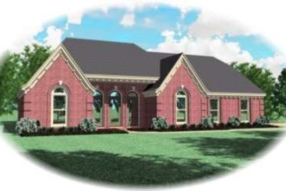 Exterior - Front Elevation for European House Plan #81-1095 - 3 bed, 2 bath
