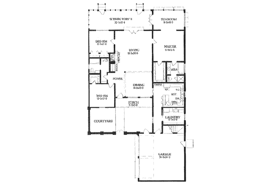 Floor Plan - Main Floor for Traditional House Plan #15-127 - 3 bed, 2 bath